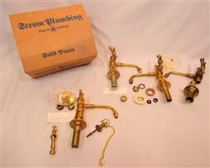 LOT OF 4 #P0013 ANTIQUE LUXURY BRASS STROM PLUMBING TUB FIXTURES ONE UNUSED 3 US
